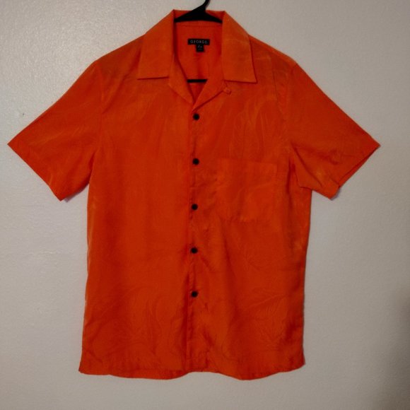 GEORGE - Beautiful floral print  button down shirt –Size 34 - 36 –Color Salmon. - Picture 1 of 6